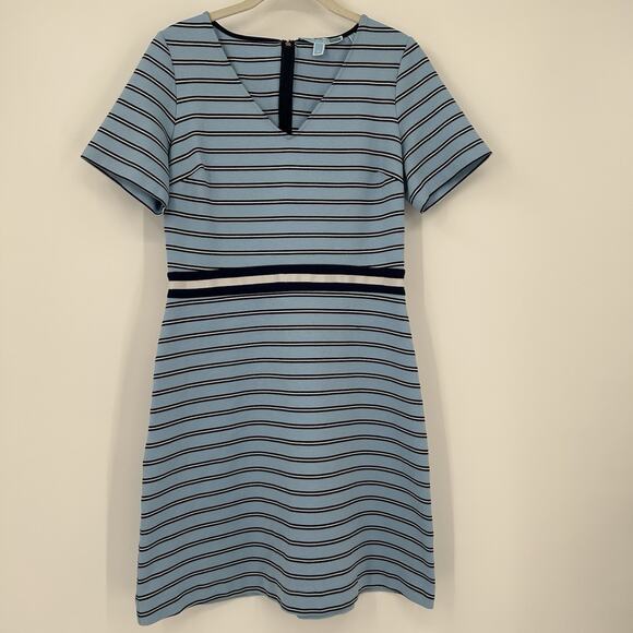 Draper James Dress Blue Stripes Womens Size Medium Ponte Stripe A-line - Picture 1 of 12